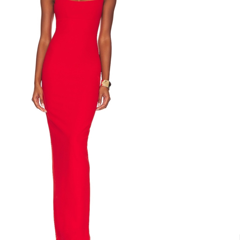 Nookie Red Bodycon Maxi Dress Square Neck Sleeveless